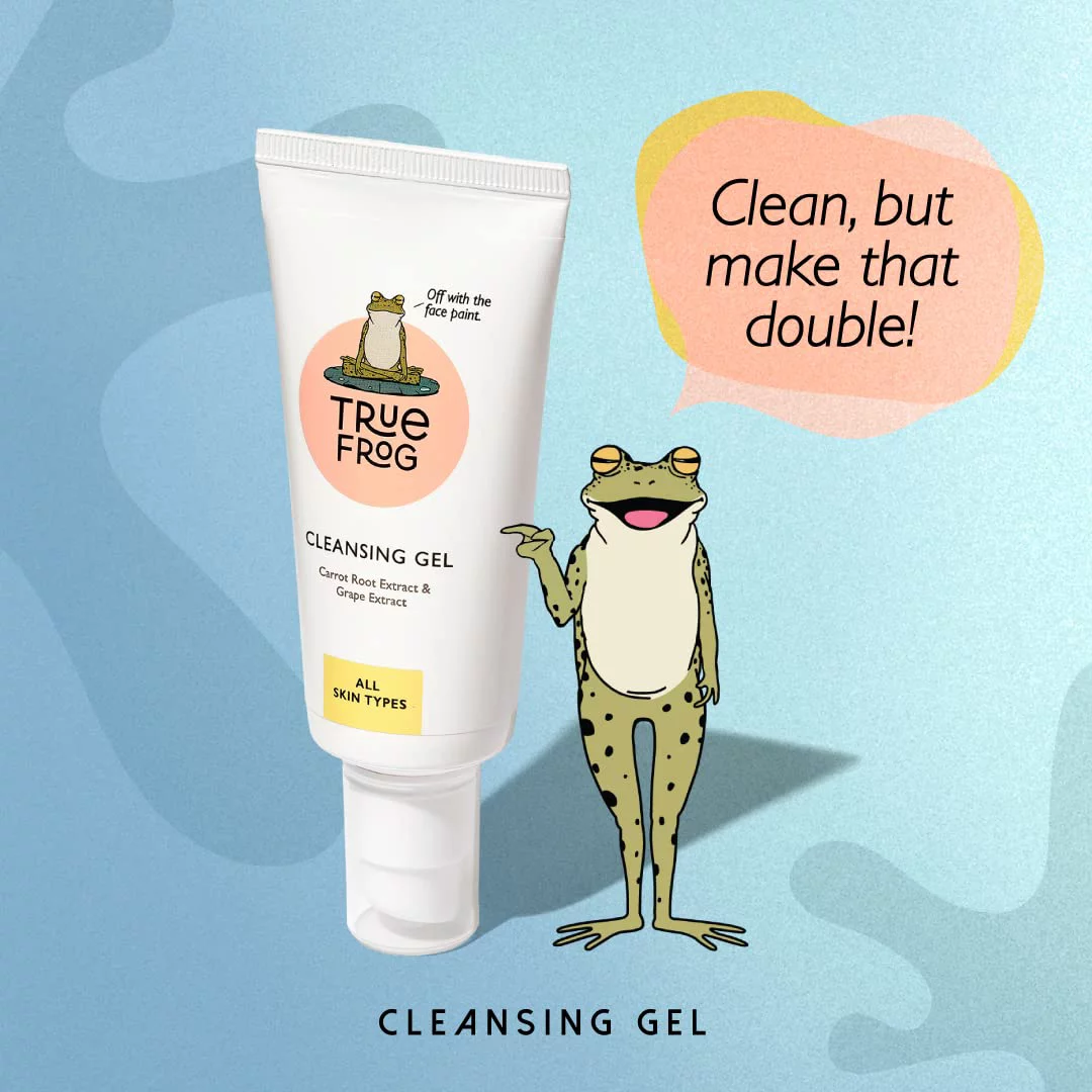 TRue FRoG Cleansing Gel, Gel to Milk Makeup Remover, Cleansing Balm with 100% Natural Oils and Extract with Carrot root Oil, Grape Seed Extract and Shea Butter Esters - 50 gm