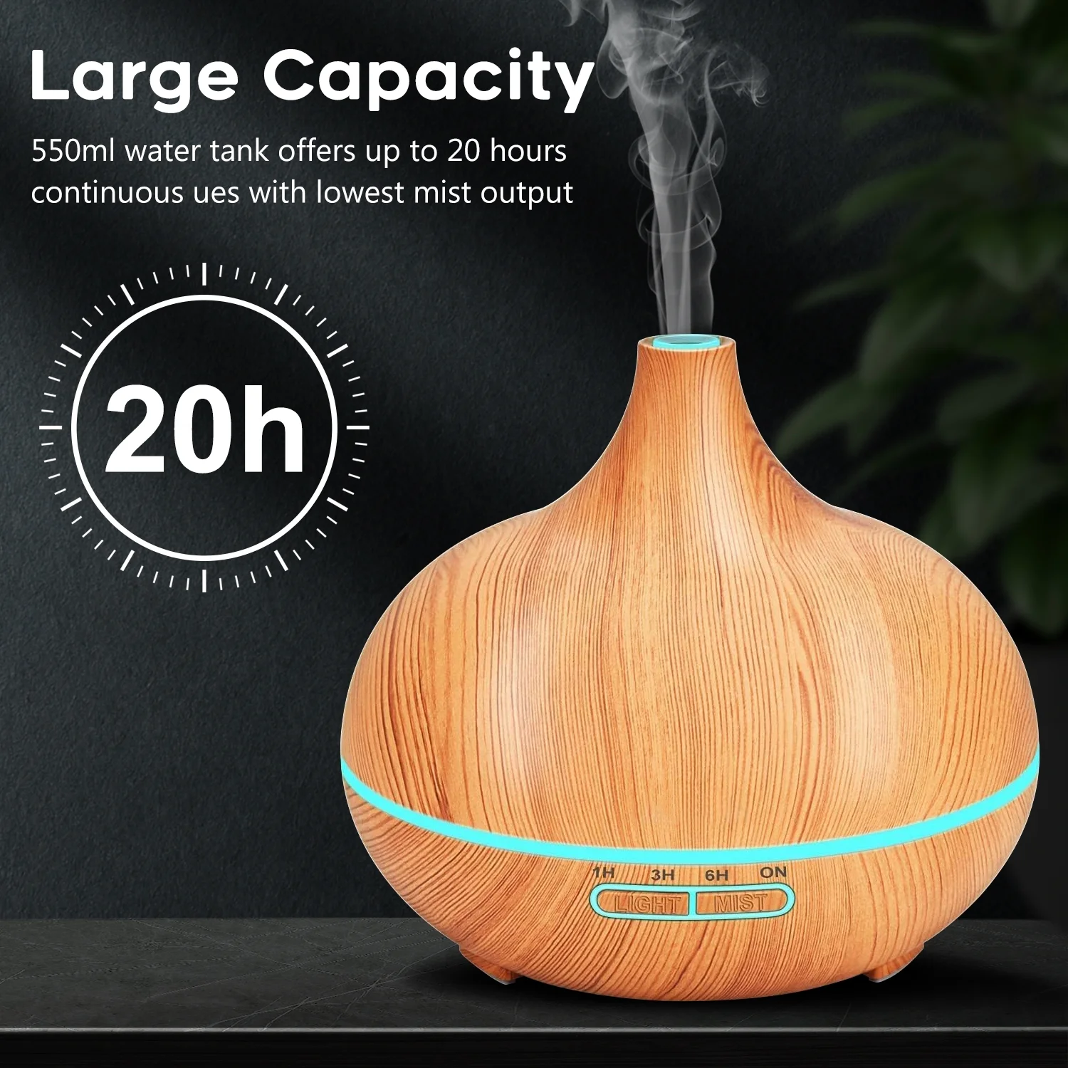 Essential Oil Diffusers with Top 10 Oil Diffuser Gift Set,550ml Aroma Diffuser,Ultrasonic Cool Mist Aromatherapy Diffuser Waterless Auto Shut.