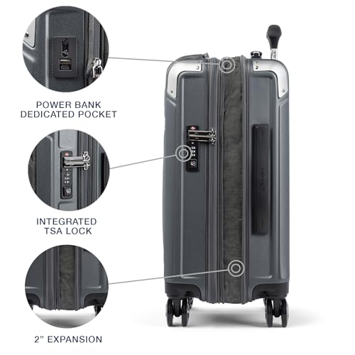 Travelpro Platinum Elite Hardside Expandable Carry on Luggage, 8 Wheel Spinner, TSA Lock, Hard Shell Polycarbonate Suitcase, Metallic Sand, Compact Carry on 20-Inch