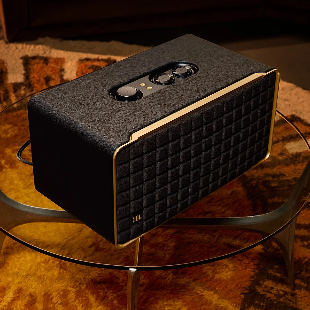 JBL Authentics 500 Wireless Bluetooth Speaker with Dolby Atmos Music (Black/Gold)