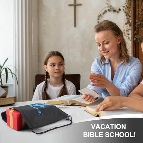 VZZNN 30 Pcs Jesus Loves You Drawstring Backpack Bulk Christian Gift Bags Church Supplies String Backpack Cinch Bag Jesus Stuff(Black)