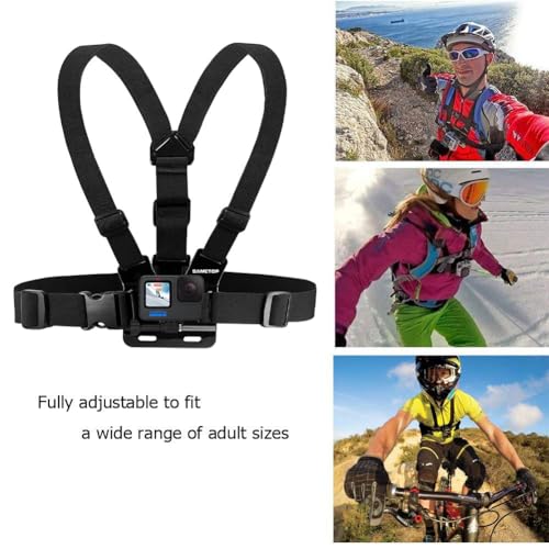 Sametop Chest Mount Strap Harness Chesty Body Mount Compatible with GoPro Hero 12, 11, 10, 9, 8, 7, 6, 5, 4, Session, 3+, 3, 2, 1, Max, Hero (2018), AKASO, DJI Osmo Action Cameras