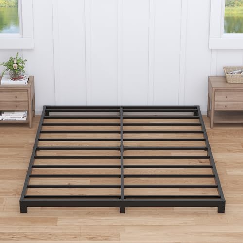 3 Inch Bed Frame Full Low Profile, Full Size Metal Bed Frame No Box Spring Needed, Heavy Duty Metal, Easy Assembly, Black
