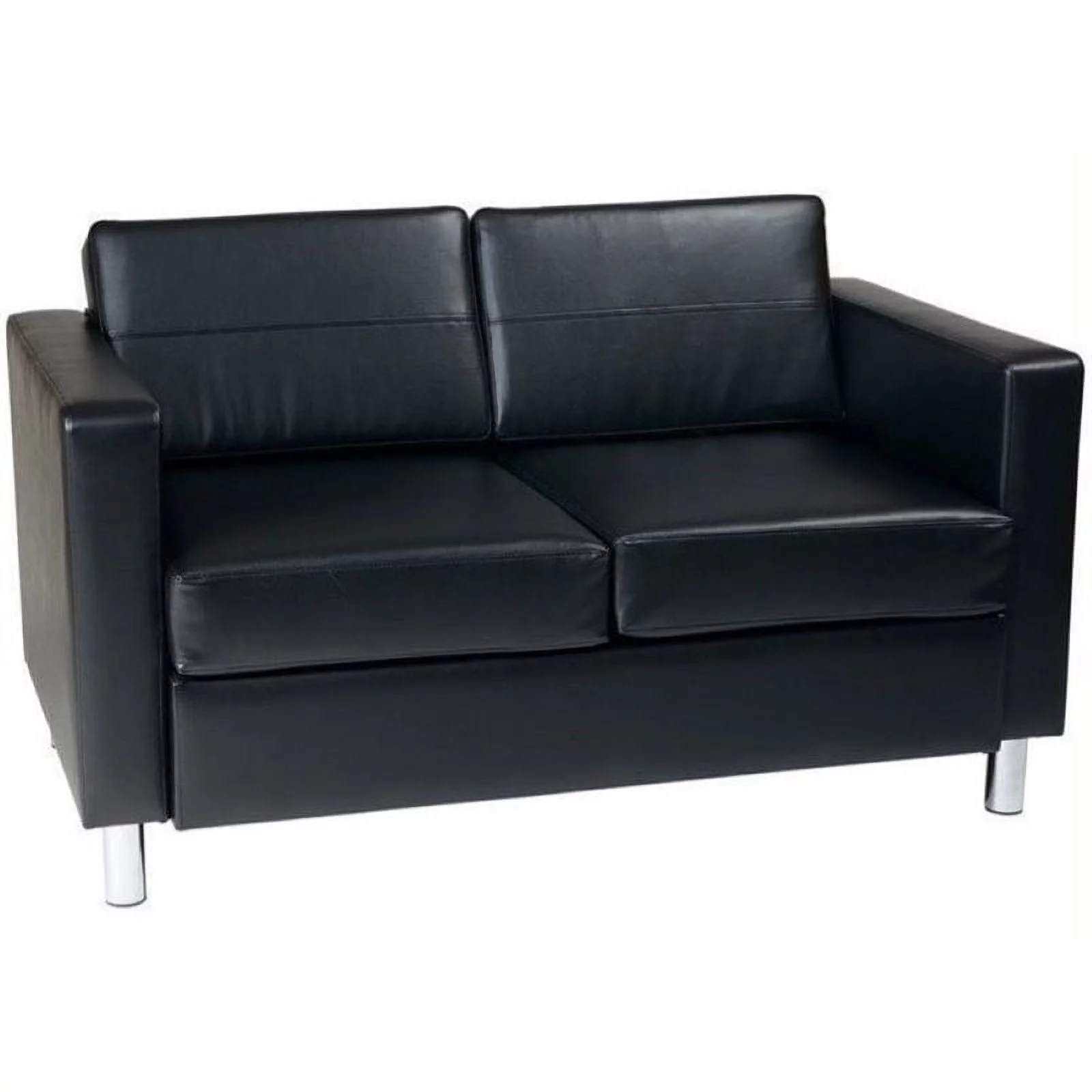 Bowery Hill Faux Leather Loveseat in Black
