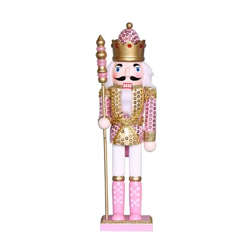 Nutcracker Ornaments 15 Inch Nutcrackers Figures Traditional Wooden Christmas Decor Doll Ornament for Festival Party Shelves and Tables Gifts(15in Pink)