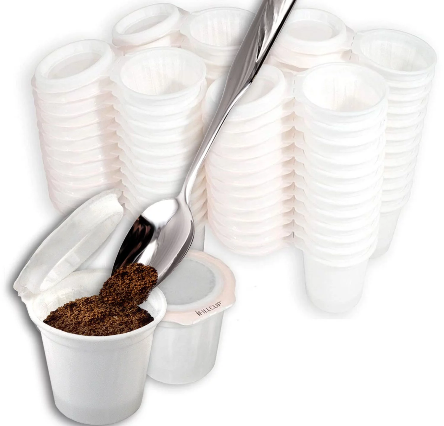 iFillCup, 48 Count White - Fill your own Single Serve Pods. Eco friendly 100% recyclable pods for use in all k cup brewers including 1.0 & 2.0 Keurig. Airtight to seal in freshness.
