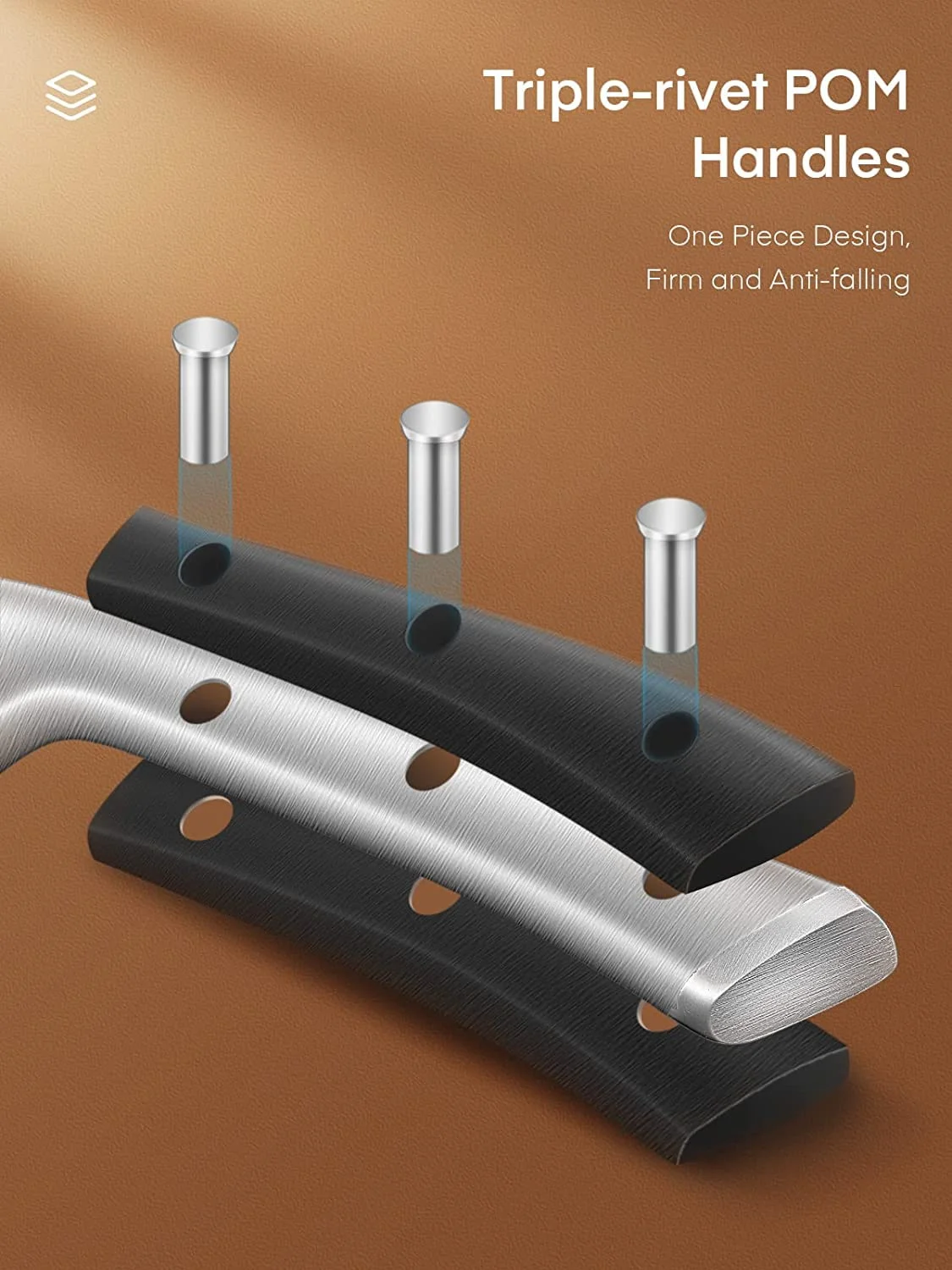 Kitchen Knife Set, 6 Pieces German Stainless Steel Small Kitchen Knives Set with Wooden Block, Cutlery Block Set