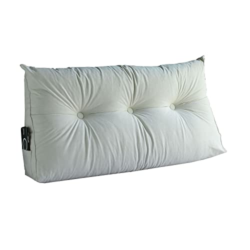 Wedge Headboard Pillow for Sleeping Back Rest Pillows with Removable Cover Triangle Reading Pillow for Sitting in Bed Adult Full Size, Gray