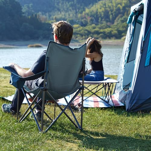 TIMBER RIDGE 550 LBS Oversized Folding Camping Chair for Adults, Heavy Duty Outdoor Chair with Cup Holder Side Pocket for Camp, Lawn, Picnic, Navy-Upgrade