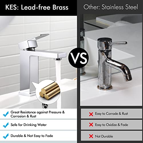 KES Vessel Sink Faucet, Black Bathroom Faucets, Tall Bathroom Faucets with Sink Drain with Overflow, L3156BLFF12-BK-C1