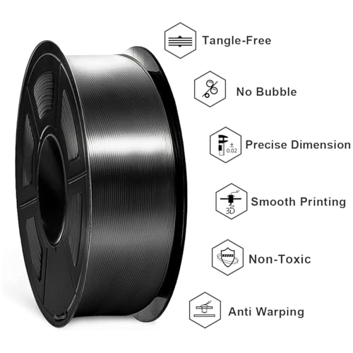 SUNLU 4kg PLA 3D Printer Filament Bundle, Neatly Wound PLA Filament 1.75mm ±0.02mm, Individually Vacuum Packed, 4kg in Total, 1kg per Spool, 4 Pack, 4000g, 4Black