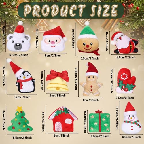 Soulchen Christmas Catnip Toys with Crinkle Sound, Cat Toys with Silvervine and Catnip for Xmas, Interactive Cat Chew Toy for Christmas Indoor Cats Kittens Kitty Classic Style (12 Pcs)