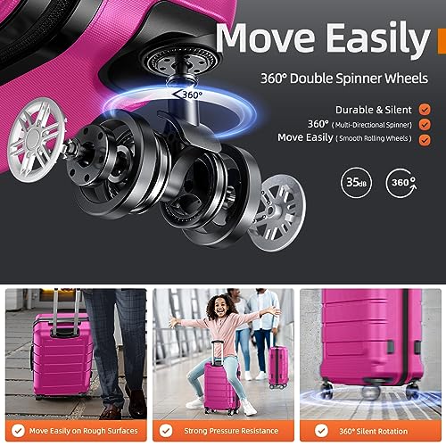 SHOWKOO Luggage Sets Expandable PC+ABS Durable Suitcase Double Wheels TSA Lock Black