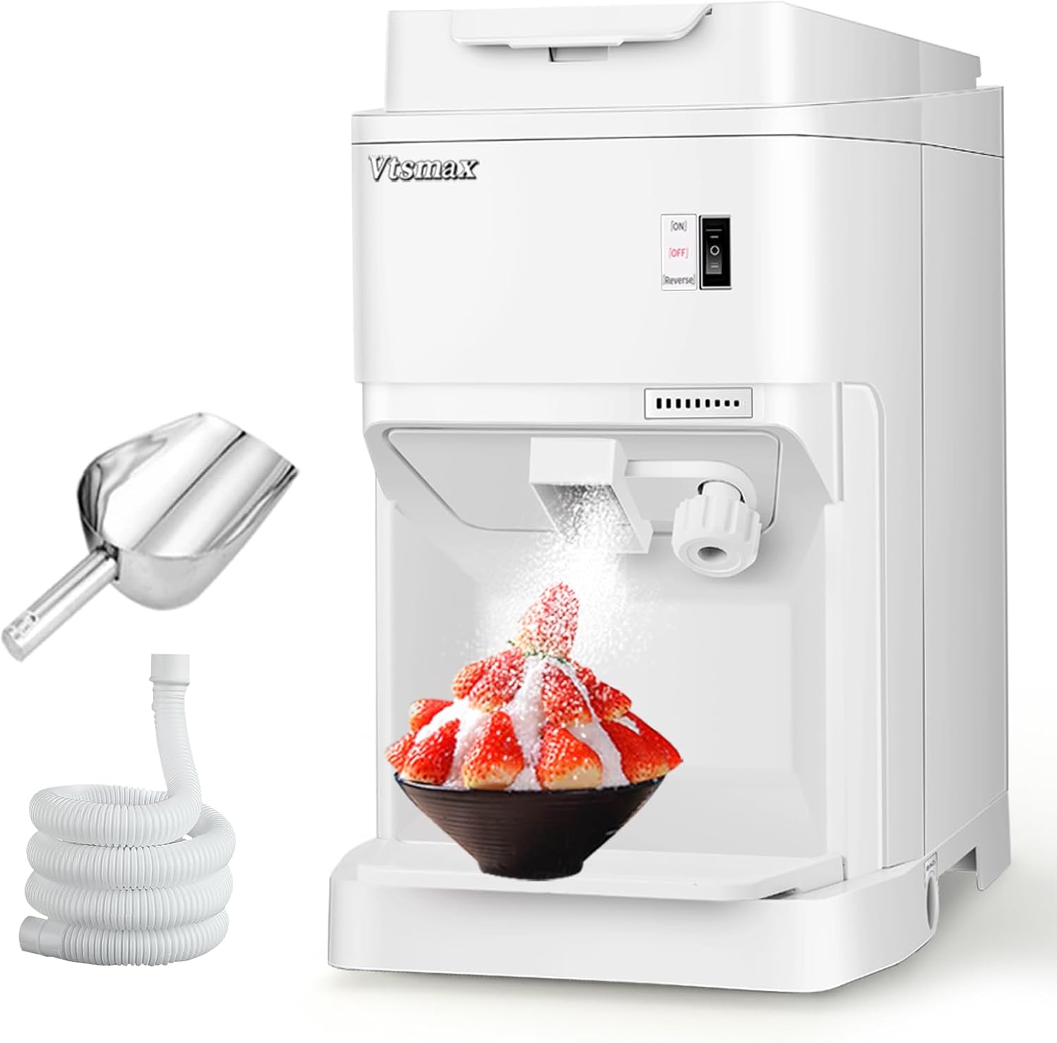 110V Electric Ice Shaver, 350W Shaver Snow Cone Machine, Thickness Adjustable Ice Shaving Machine 440LBs/hr Rotate Speed& Strong Power for Parties Events Snack Bar, Home and Commerical Use