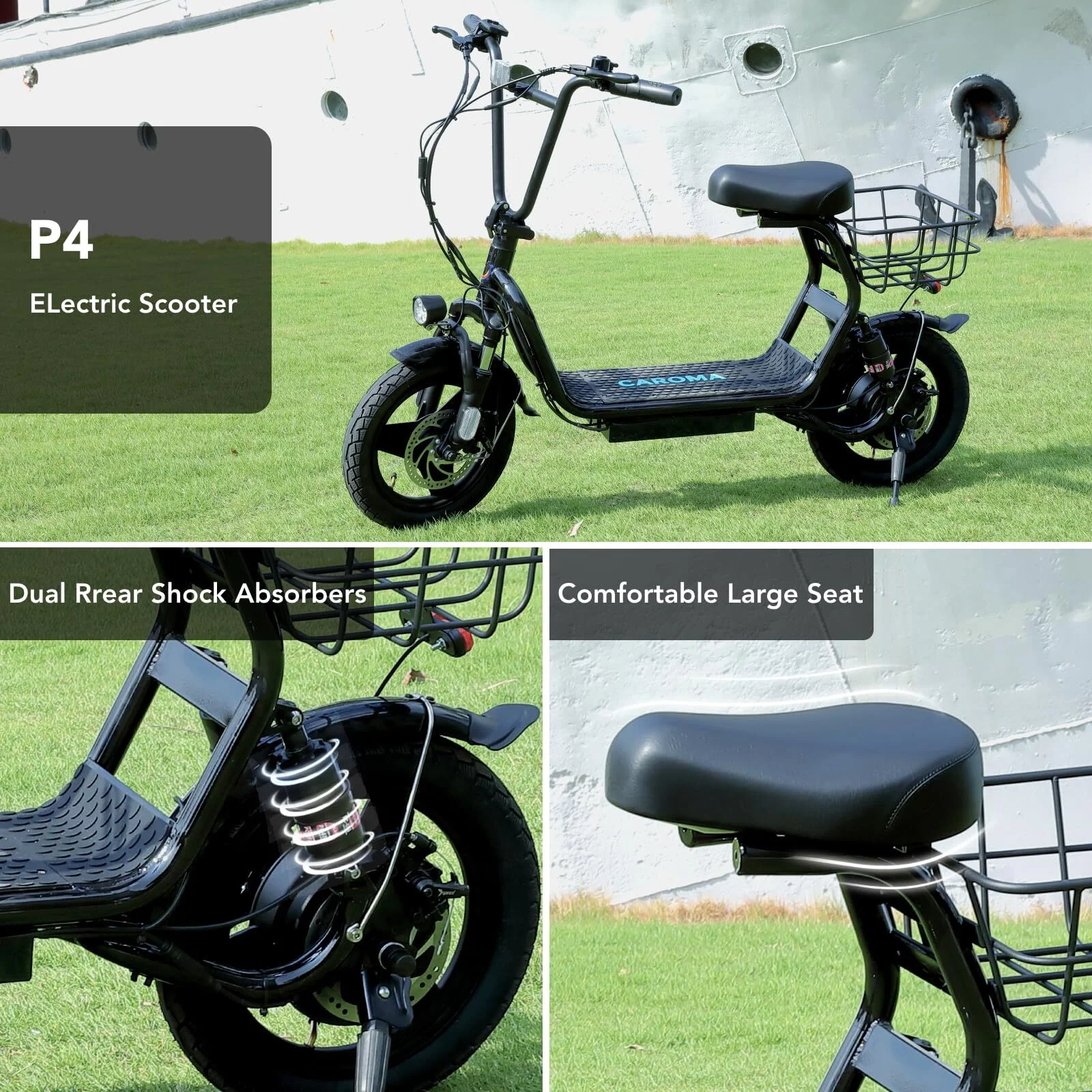 Caroma Peak 500W Adults Electric Scooter with Seat, 14