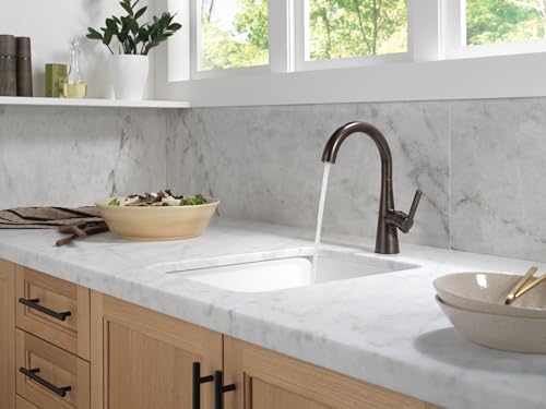 Delta Modern Oil Rubbed Bronze Single Hole Bar Sink Faucet, Single Handle Prep Sink Faucet, Venetian Bronze 14882LF-RB