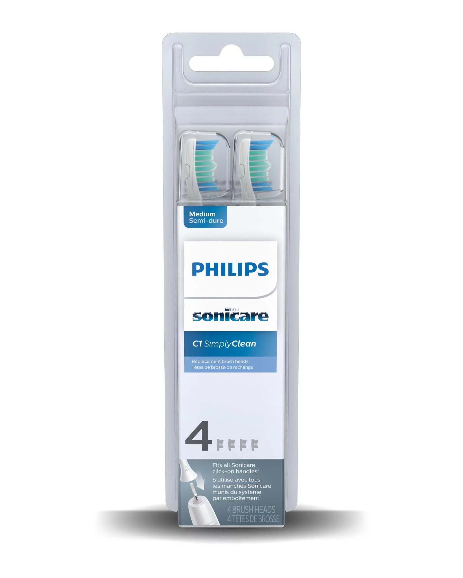 Philips Sonicare Simplyclean (C1) Replacement Toothbrush Heads, 4 Pack, HX6014/65