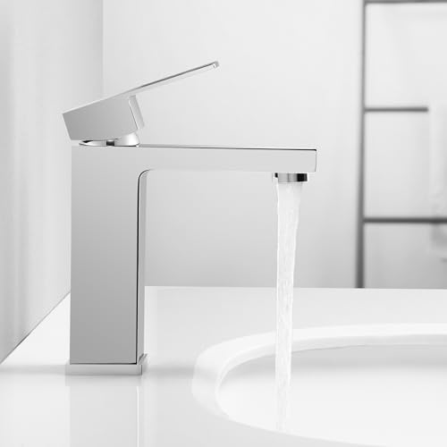 KES Vessel Sink Faucet, Black Bathroom Faucets, Tall Bathroom Faucets with Sink Drain with Overflow, L3156BLFF12-BK-C1