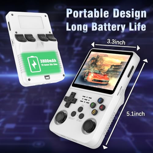 VGBUS R36S Handheld Game Console,3.5-Inch IPS Screen Retro Gaming Console,3500mAh,Built in 20000+ Games. (Black-128G(20000+ Games))