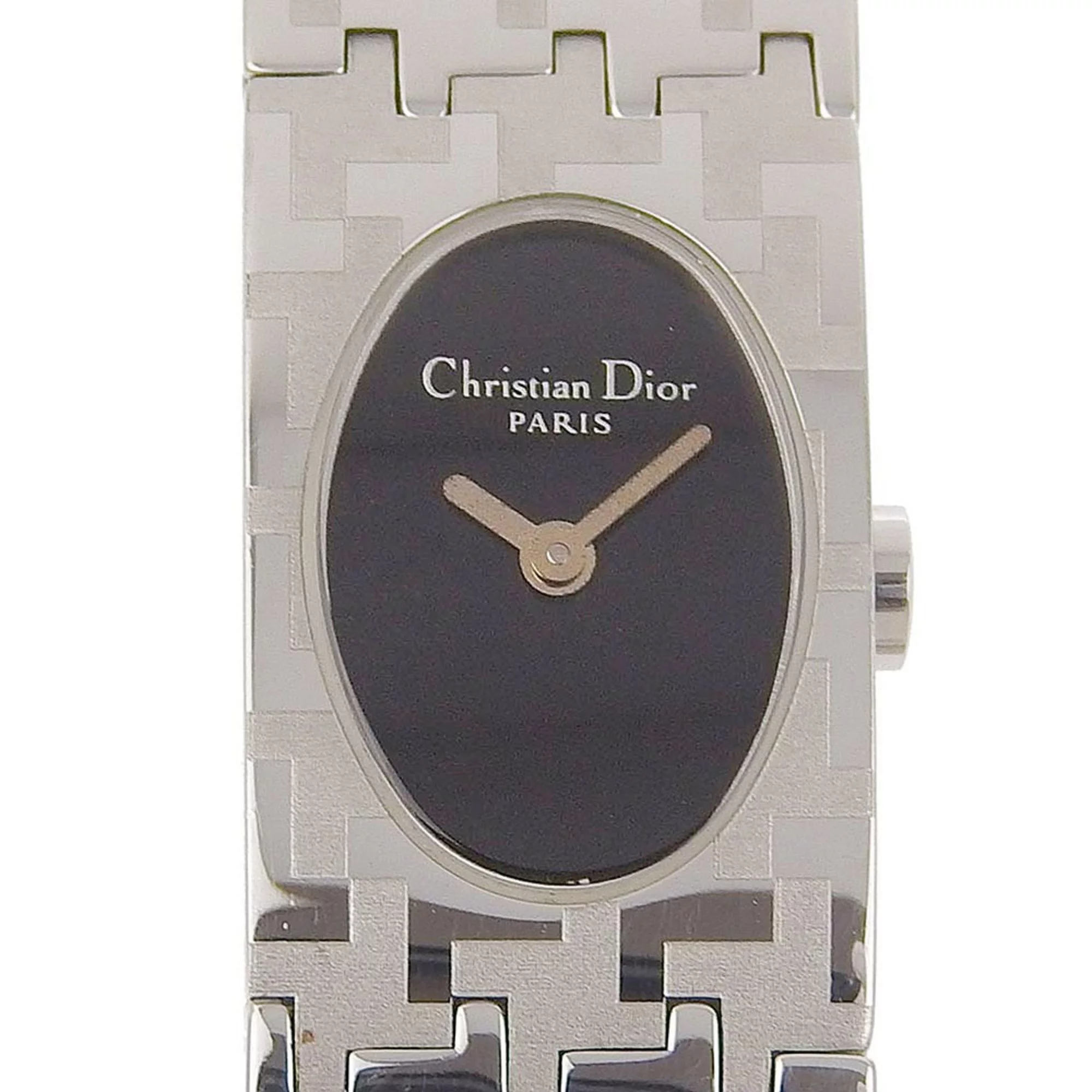 Pre-Owned Dior Miss watch D70-100 stainless steel silver quartz analog display ladies black dial (Fair)