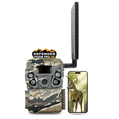Browning Trail Cameras Defender Vision Pro HD 24MP Dual SIM Hunting Game Trail Camera - Ultra High Gain Antenna, 110' Night Detection Range & Smartphone App Compatibility (OVIX Camo)