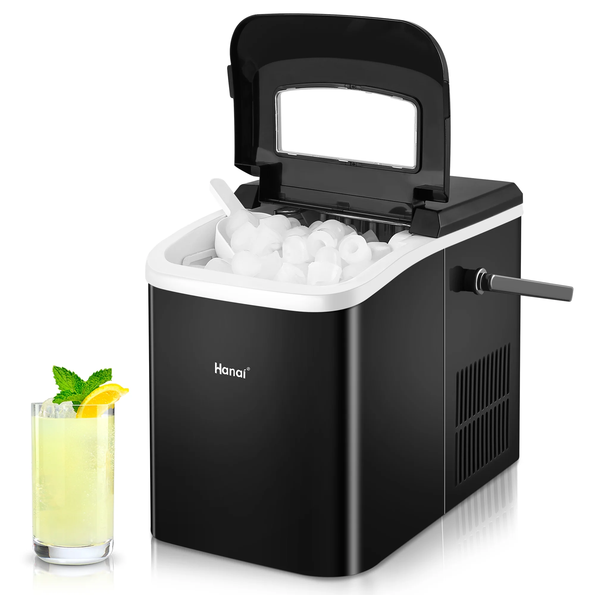 Wanai Ice Makers Countertop, 33lbs in 24 Hours, 9 Cubes Ready in 6-8 Mins, Self-Cleaning Portable Ice Machine with Ice Scoop and Basket, 2 Sizes of Bullet Ice for Home Kitchen Office Bar Party