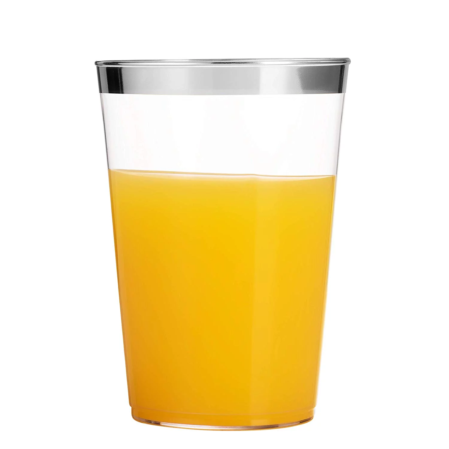 100 Silver Plastic Cups 10 Oz Clear Plastic Cups Tumblers Silver Rimmed Cups Fancy Disposable Wedding Cups Elegant Party Cups with Silver Rim