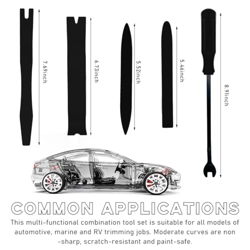 5 PCS Auto Trim Removal Tool Kit, No Scratch Car Door Panel Removal Tool, Plastic Clip Fastener Remover Pry Tool Set for Audio Dashboard Dismantle, Car Accessories (Green)