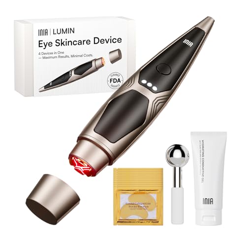 INIA Under-Eye Red Light Therapy for Face, 4-in-1 Beauty Device with Heat, Vibration, Massage & Red Light for Dark Circles, Puffiness & Skin Firming – Enhances Skincare Routine