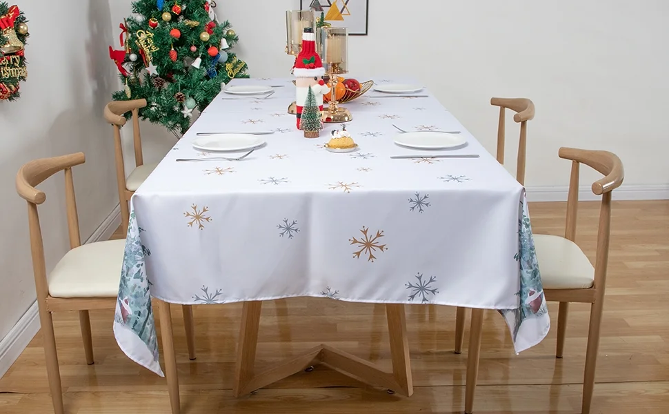 Ray Star Christmas Tablecloth Rectangle 60x102in Machine Washable Table Cloths That Does not Fade in The Wash, Thick Can not See Through Tablecloth, Polyester Table Cover