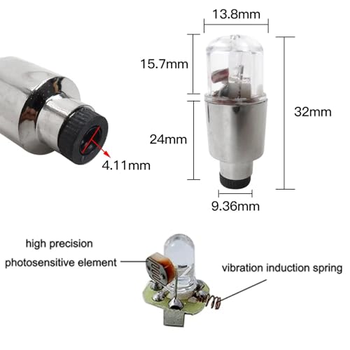 6 Pack 2024 New Green Wheel Lights Cap LED Tire Valves Cap Light LED Tire Valve Stem Caps Neon Light Waterproof Wheel Spoke Lights LED Tire Lamp for Motorcycle Bicycle Car Accessories