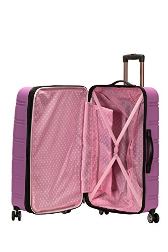 Rockland Melbourne Hardside Expandable Luggage with Spinner Wheels, Blue, Checked Large 28