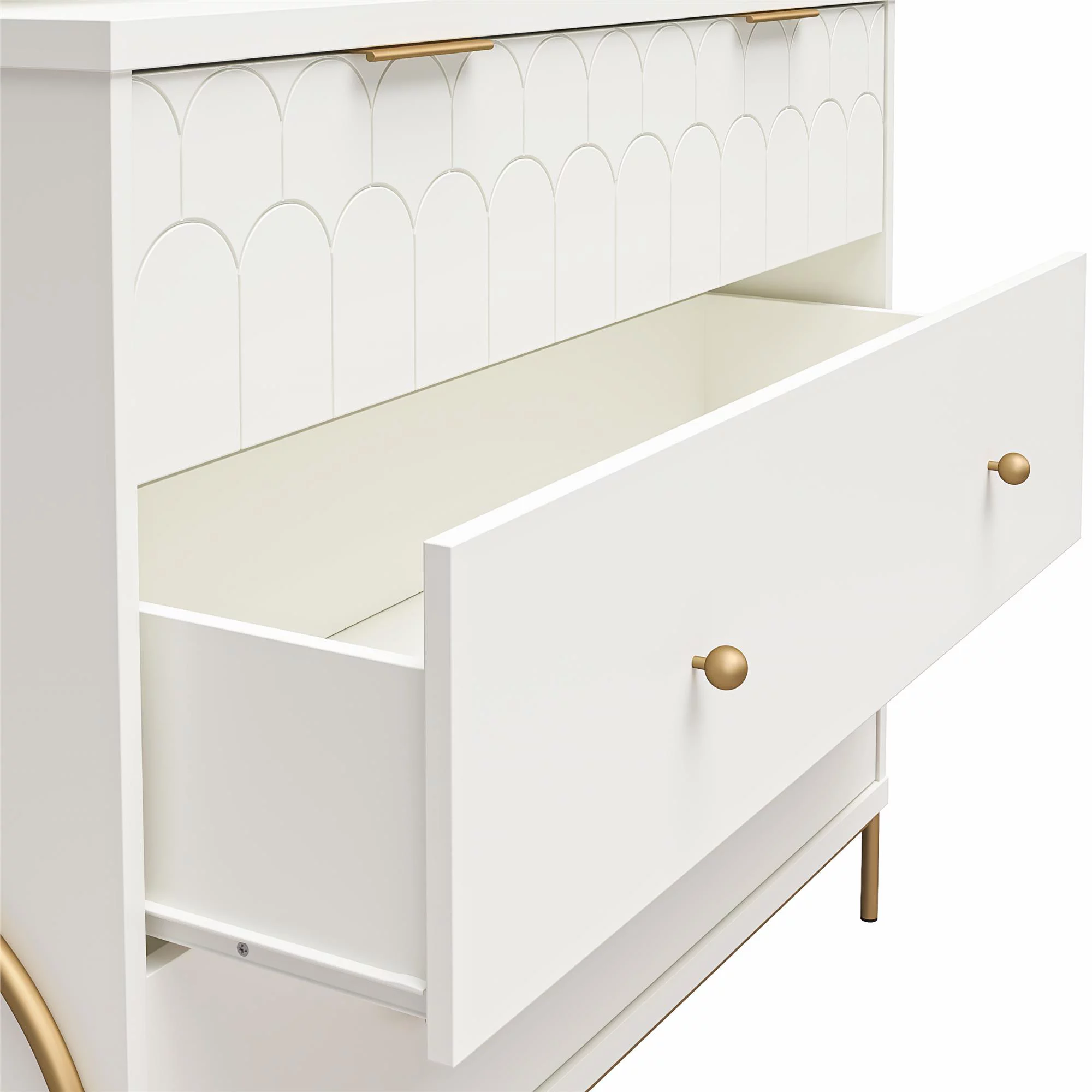 CosmoLiving by Cosmopolitan Anastasia 4 Drawer Dresser w/ Hutch, White