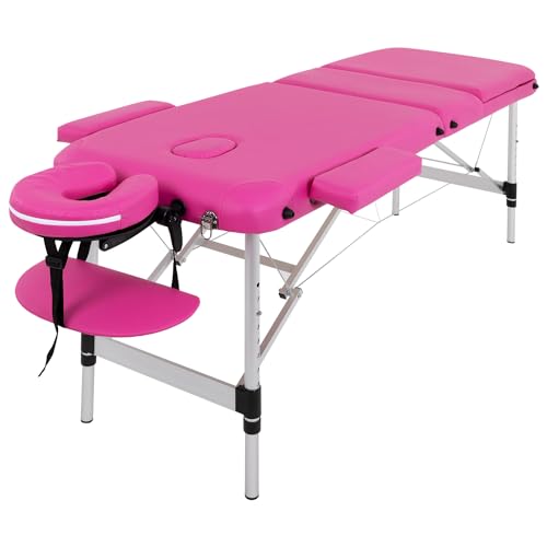 PayLessHere Massage Table Portable Spa Bed Aluminium 3 Folding Lash Bed Height Adjustable Spa Table with Non-Woven Bag