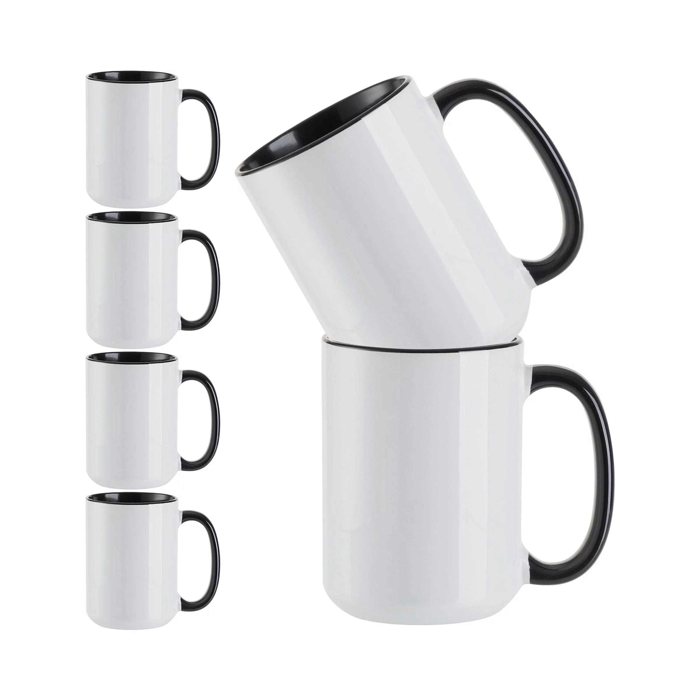 Craft Express 6 Pack 15oz Contrast Black Handle Sublimation Mugs