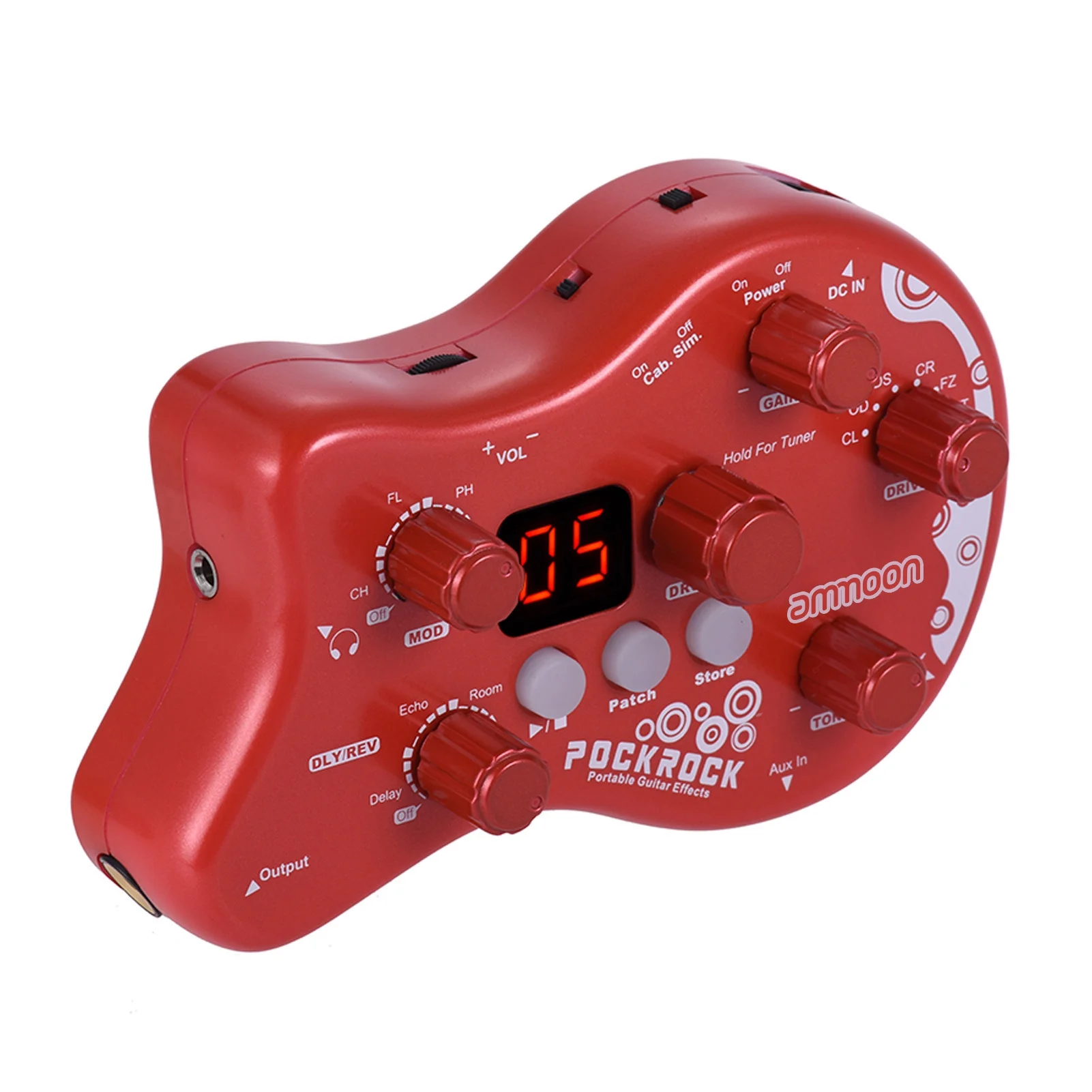 Eccomum PockRock Portable Guitar Multi-effects Processor Effect Pedal 15 Effect Types 40 Drum Rhythms Tuning Function with Power Adapter