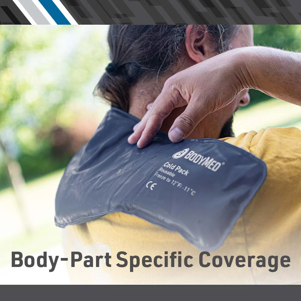 BodyMed Heavy Duty Black Urethane Cold Packs – Reusable Flexible Ice Pack for Injuries – Neck and Shoulder Ice Pack Flexible – Neck Contour, 23-in. Long