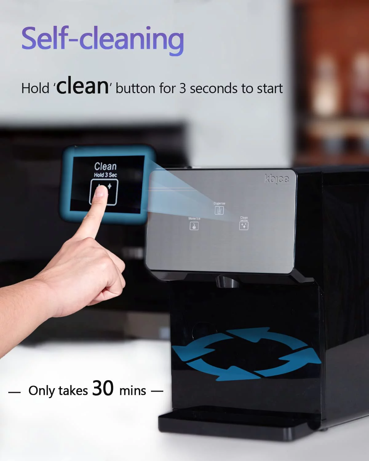 KBICE 2.0 Self Dispensing Countertop Nugget Ice Maker, Crunchy Pebble Ice Maker, Sonic Ice Maker, Produces Max 32 lbs of Nugget Ice per Day, LED Touch Display Panel