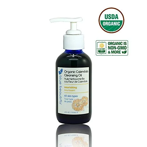 Blue Beautifly Organic Calendula Cleansing Oil. Protects the Skin. 4 fl oz.