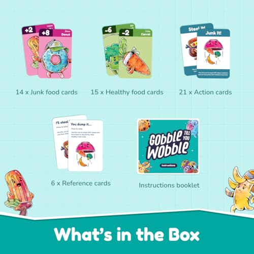 Bloomingo Card Game - Gobble Till You Wobble: Fun Card Game for Kids & Adults; Perfect Card Game for Family Gatherings & Travel; Birthday Gift for Boys & Girls Ages 6, 7, 8, 9, 10, 11, 12 & More Blue