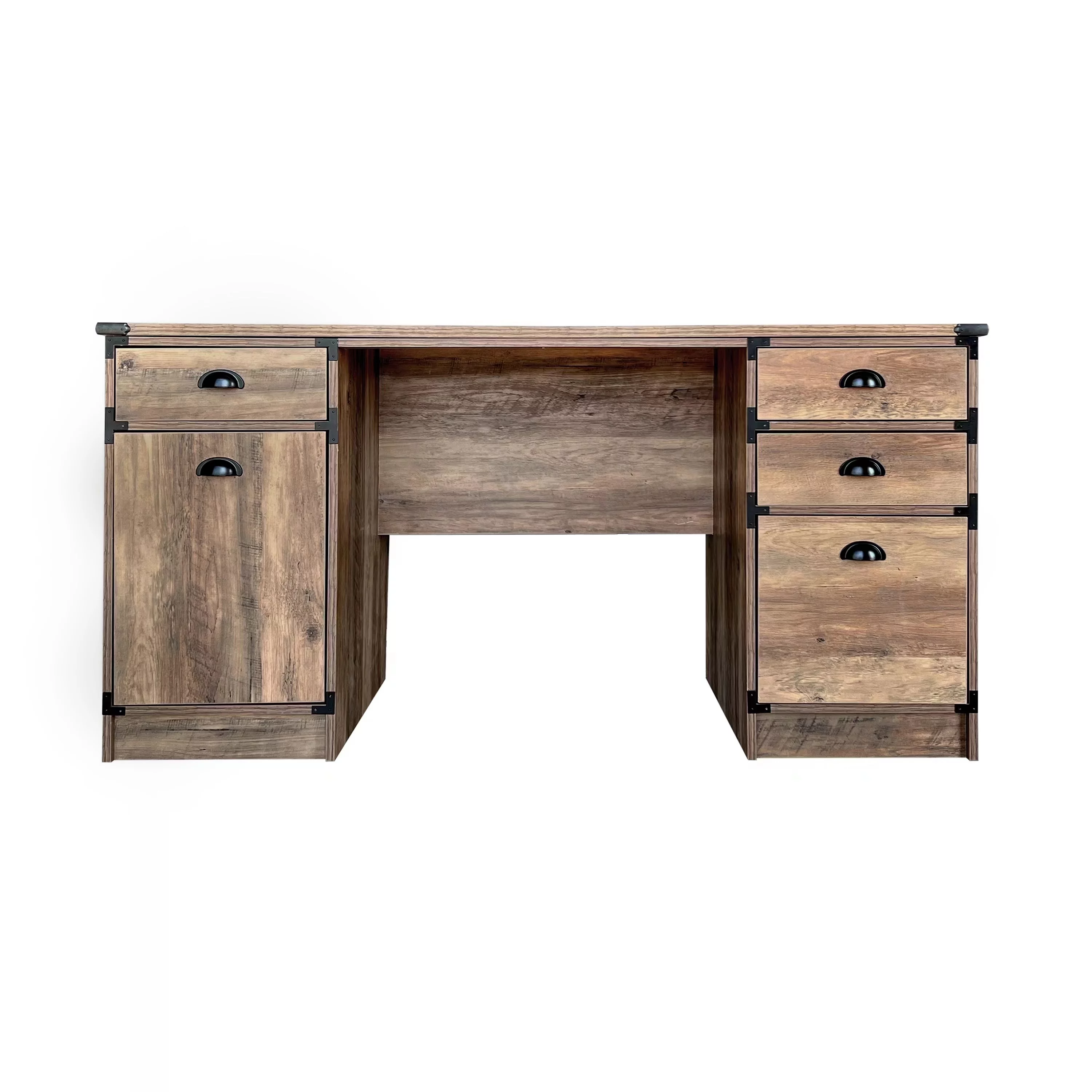 AGHDECO Orman Transitional Particle Board and Wood Desk in Oak