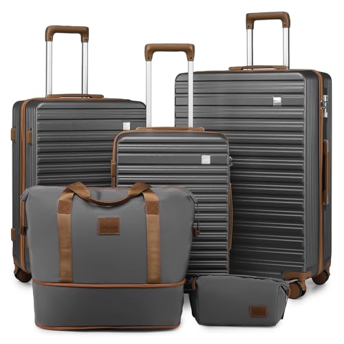 imiomo 20 Inch Expandable Carry on Luggage Sets with Spinner Wheels, Hard Shell Lightweight Rolling Travel Carry-on Suitcase with TSA Lock, Black