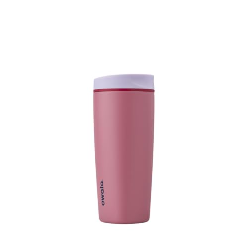Owala SmoothSip Slider Insulated Stainless Steel Coffee Tumbler, Reusable Iced Coffee Cup, Hot Coffee Travel Mug, BPA Free 20 oz, Pink (Pucker Up)