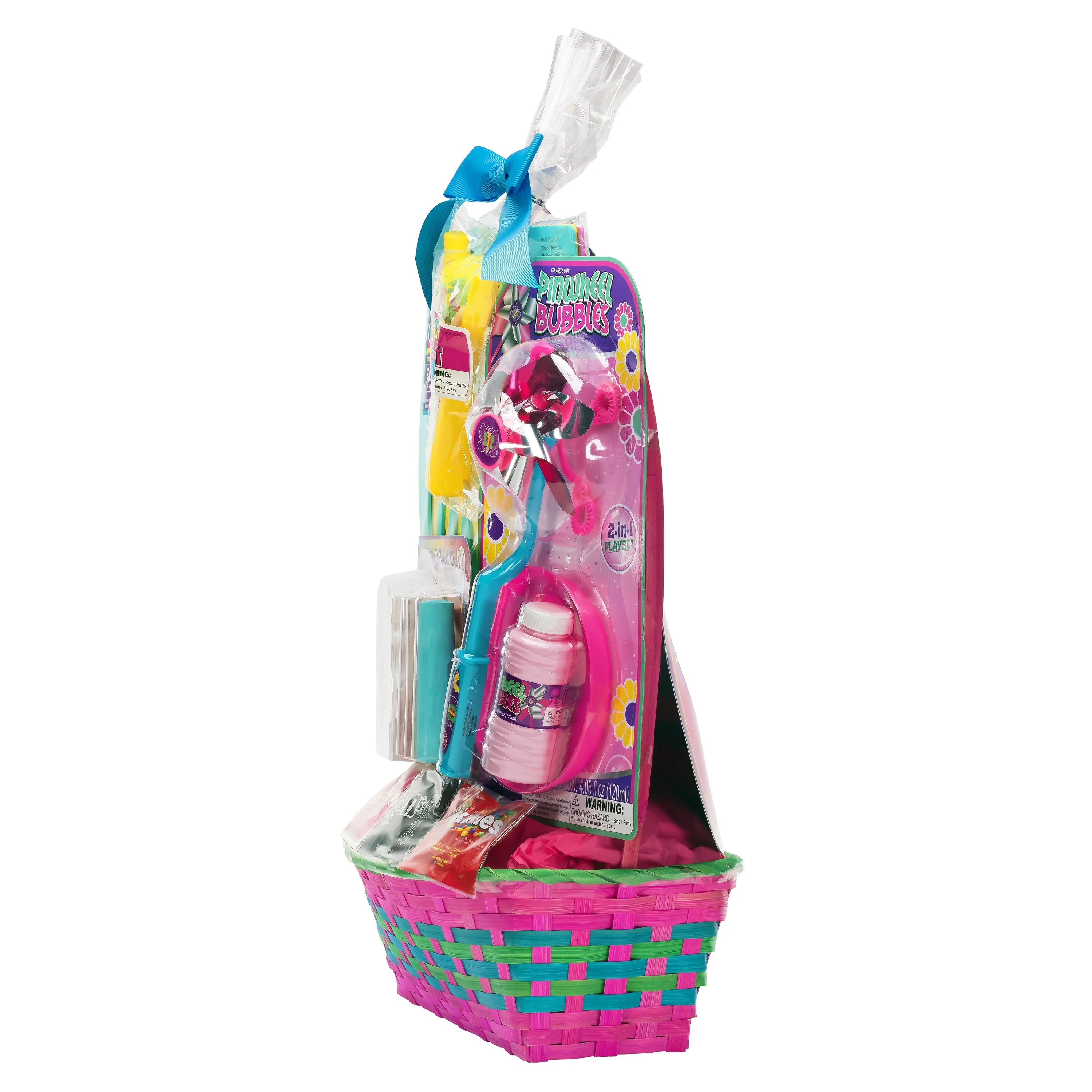 Outdoor Bubbles and Sidewalk Chalk Fun Easter Filled Basket with Candies, Wondertreats
