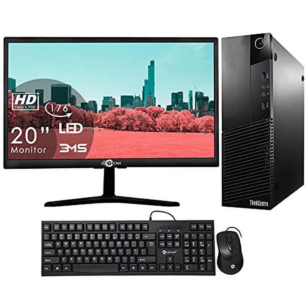 Desktop Computer Package Compatible with Lenovo ThinkCentre M93P, Intel Core i5 4570 3.20GHz, 8GB RAM, 256GB SSD, Dual 20Inch LCD Monitor, KB, Mouse, WiFi, USB 3.0 Windows 10 Home 64-bit(used)