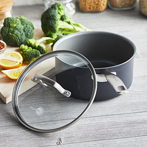 GreenPan Chatham Hard Anodized Healthy Ceramic Nonstick, 5QT Saute Pan Jumbo Cooker with Helper Handle and Lid, PFAS-Free, Dishwasher Safe, Oven Safe, Gray