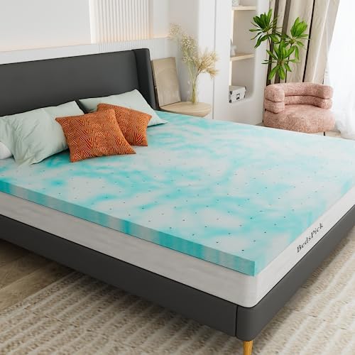 BedsPick 3 Inch Memory Foam Mattress Topper Twin Size, Gel Infused Ventilated Memory Foam Bed Toppers for Twin Size Bed, Single Toppers Foam Mattress Pad