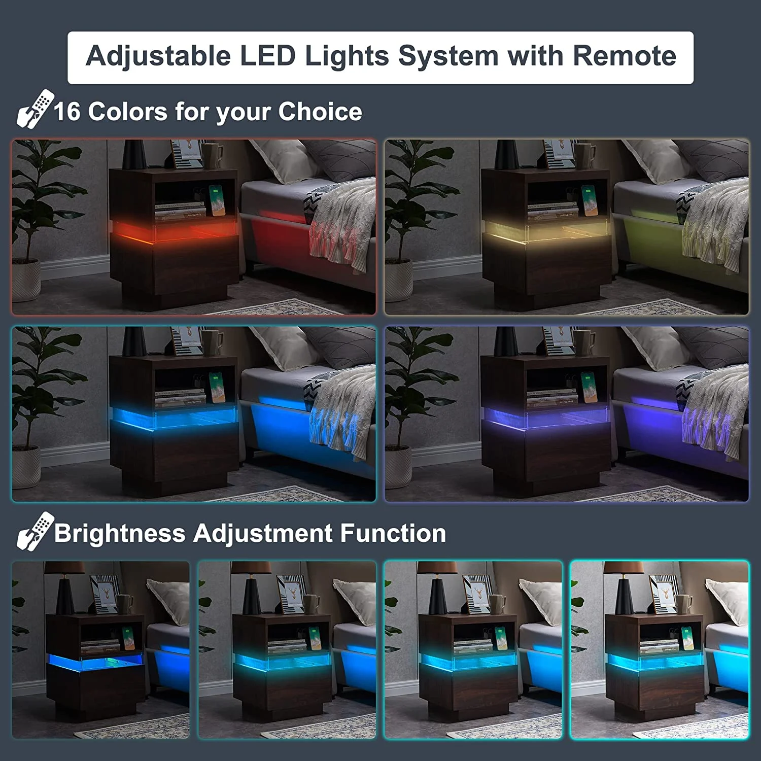 salable T4TREAM LED Coffee Table with Storage  Modern Center Table with Open Display Shelf & Double Sliding Drawers  Accent Furniture with LED Lights for Living Room  Easy Assembly  S