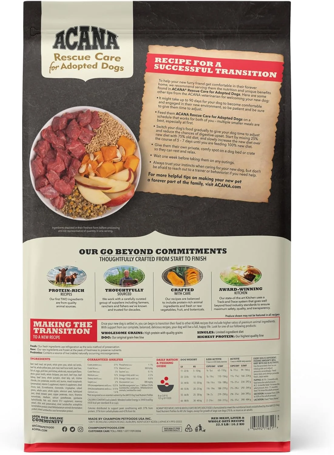 ACANA® Rescue Care for Adopted Dogs, Red Meat, Liver  Whole Oats Recipe