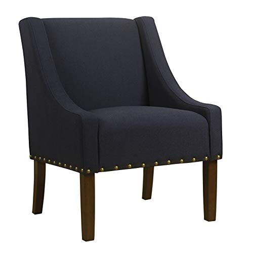 HomePop Velvet Swoop Arm Accent Chair, Suri Blue